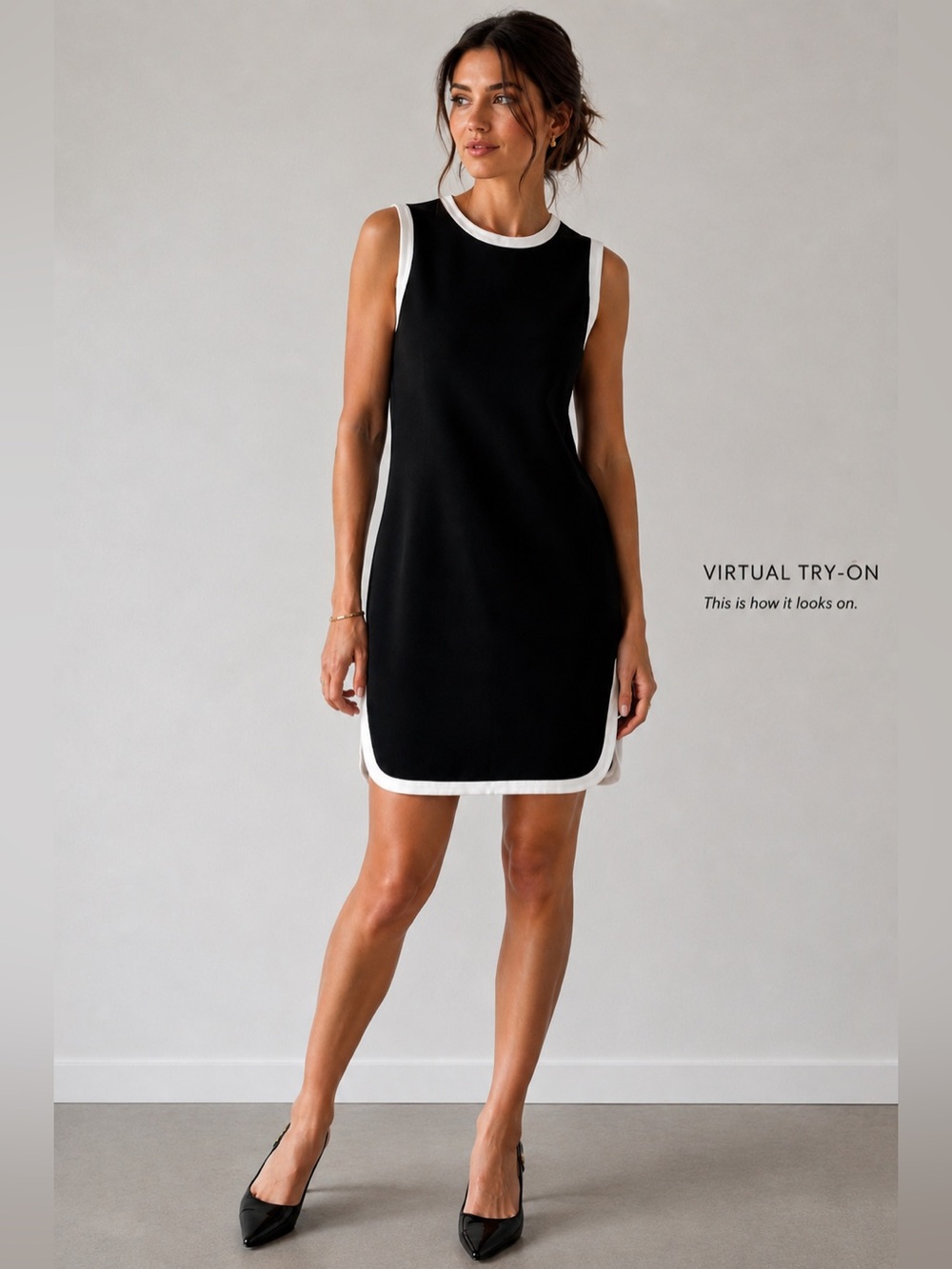 Bar III Womenโs XL Black White Colorblock Shift Dress Sleeveless Gold Zip Career